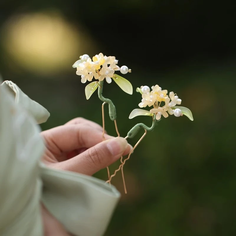 丹桂 超仙桂花发簪古风女高级感 簪花头饰点缀唐风宋制小清新折桂