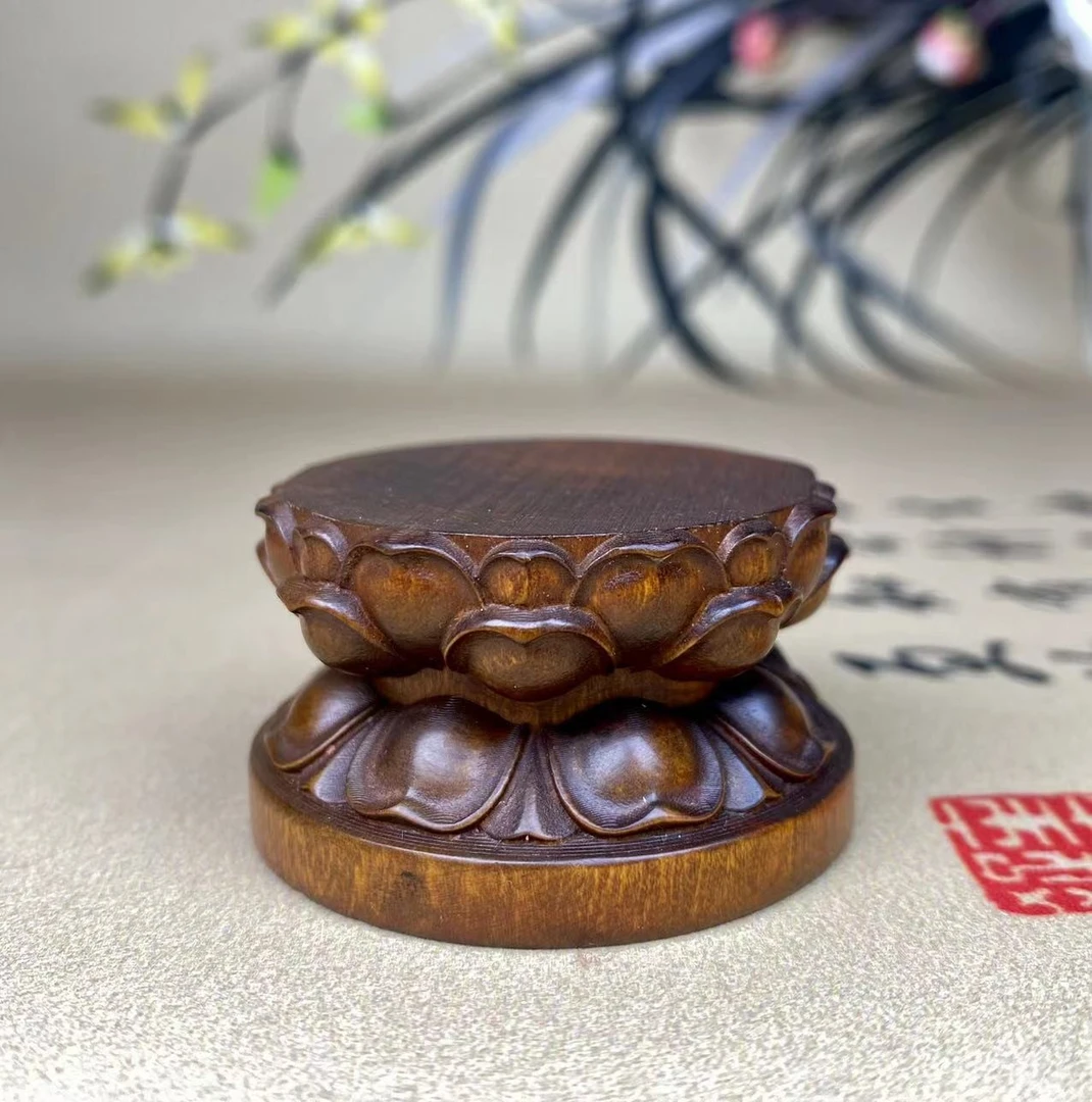 小叶黄杨木仿古（小莲花座）非遗文化工艺底座雕刻高度2.5口径4.5