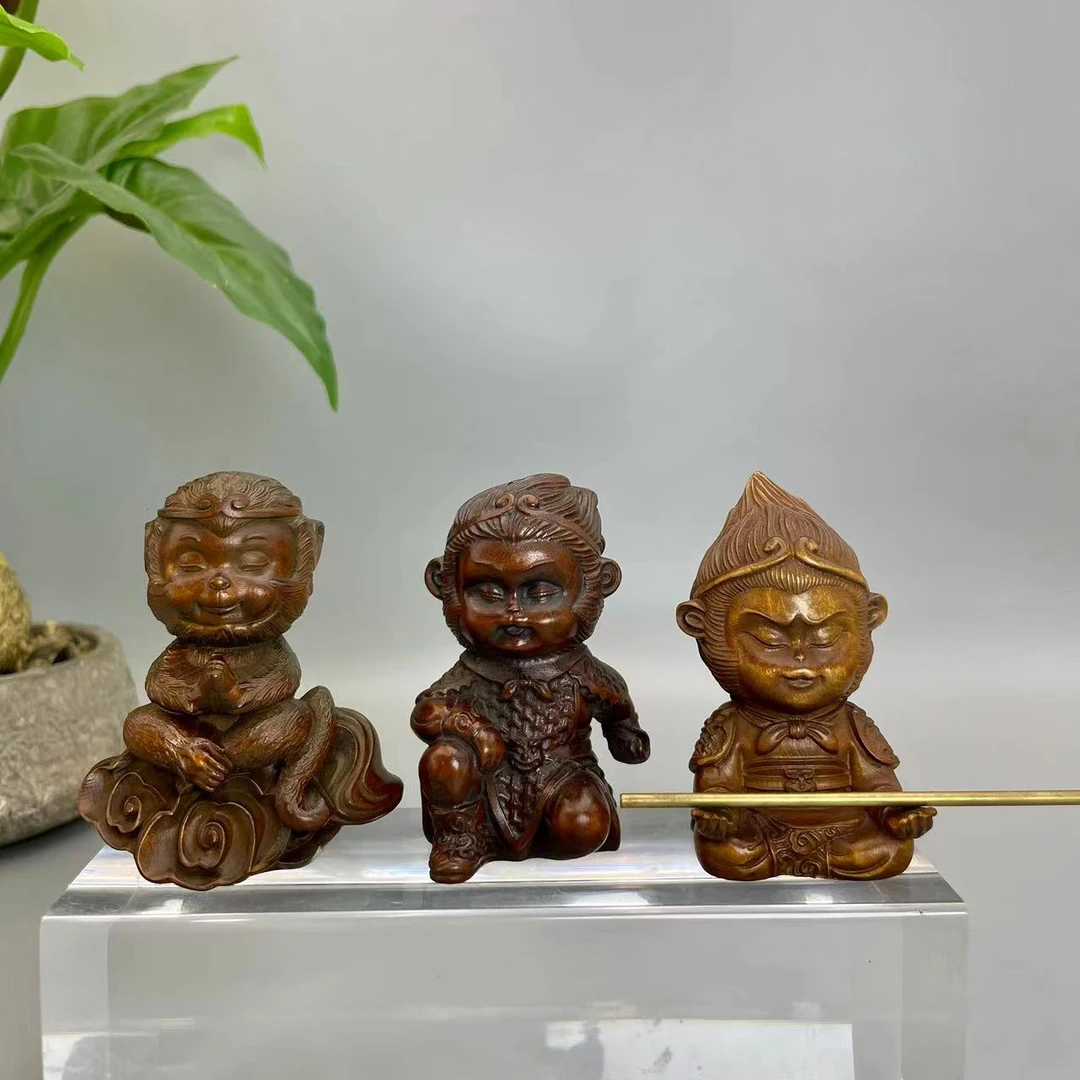 小叶黄杨木仿古（Q版悟空）木雕高度7孙悟空小摆件