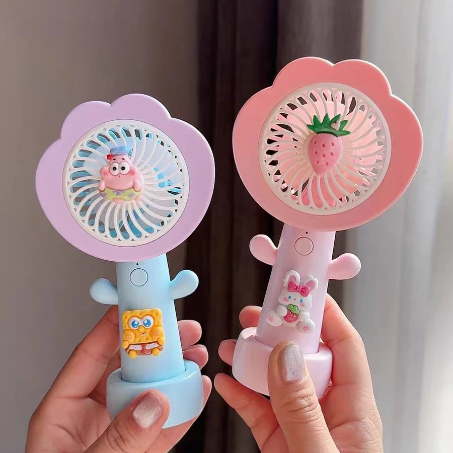 可爱花朵手持usb充电小风扇女便携式随身学生宿舍桌面静音电风扇
