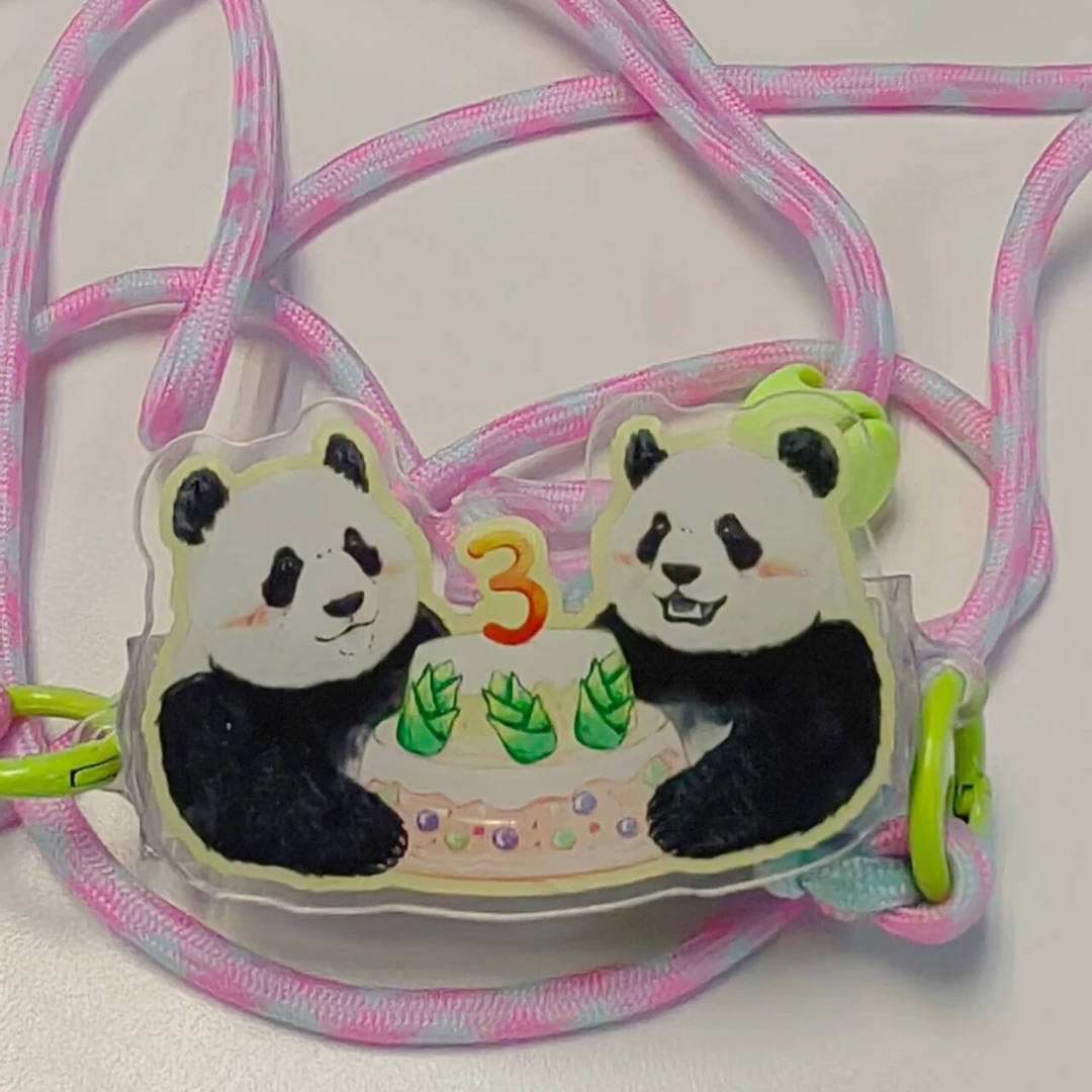 创意手绘可爱熊猫手机背夹防摔防丢网红手机背夹