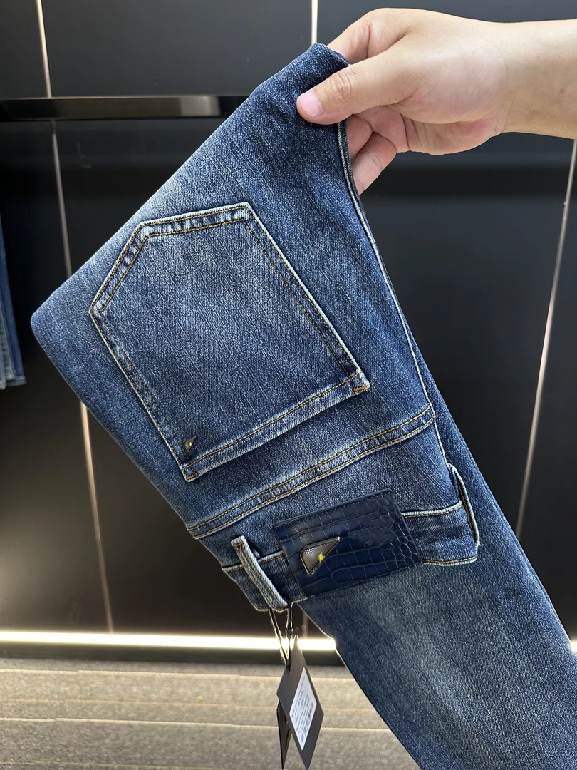 【KC专属】秋季新品RS03#湛蓝男士高端牛仔裤子轻奢弹力修身小直筒