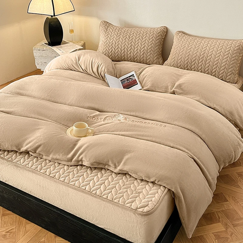 【正品】新款轻奢牛奶绒刺绣夹棉床笠单品可组合三件套四件套