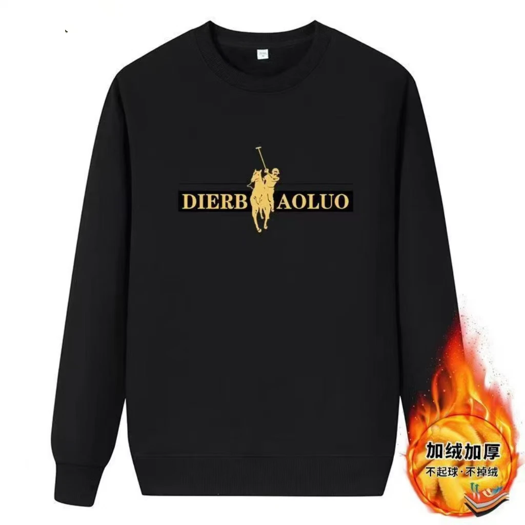 新款加绒卫衣男女同款时尚印花圆领百搭春秋打底ins套头休闲男士