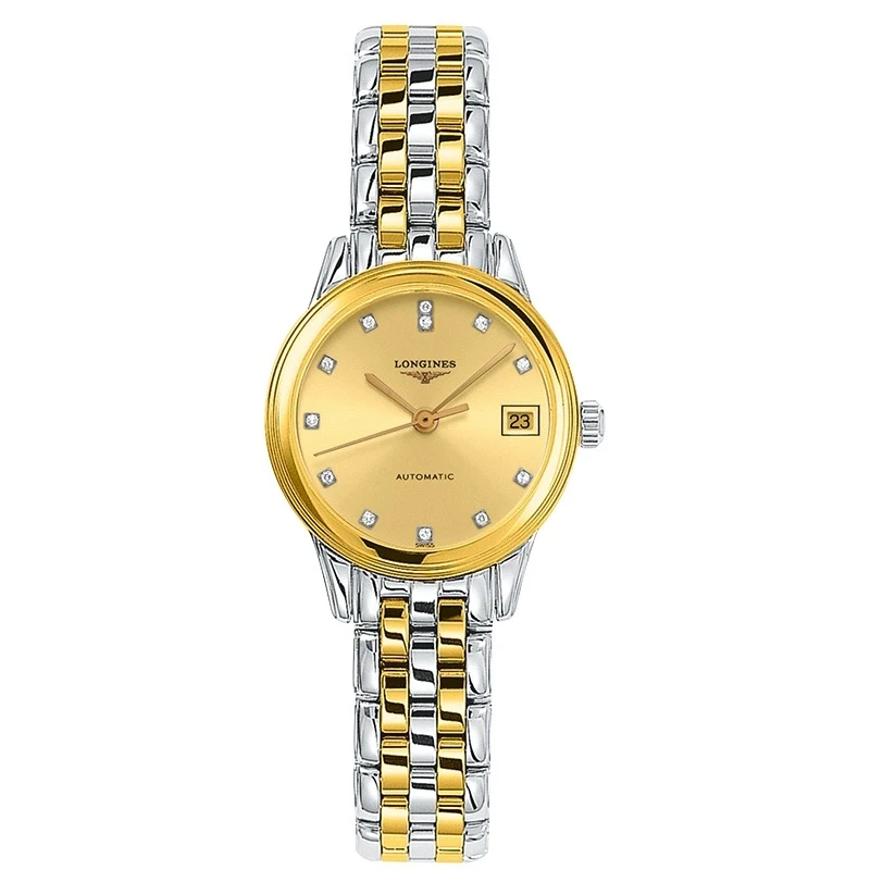 99新 Longines/浪琴 L4.374.3.37.7/军旗女表间金原镶钻/30表径