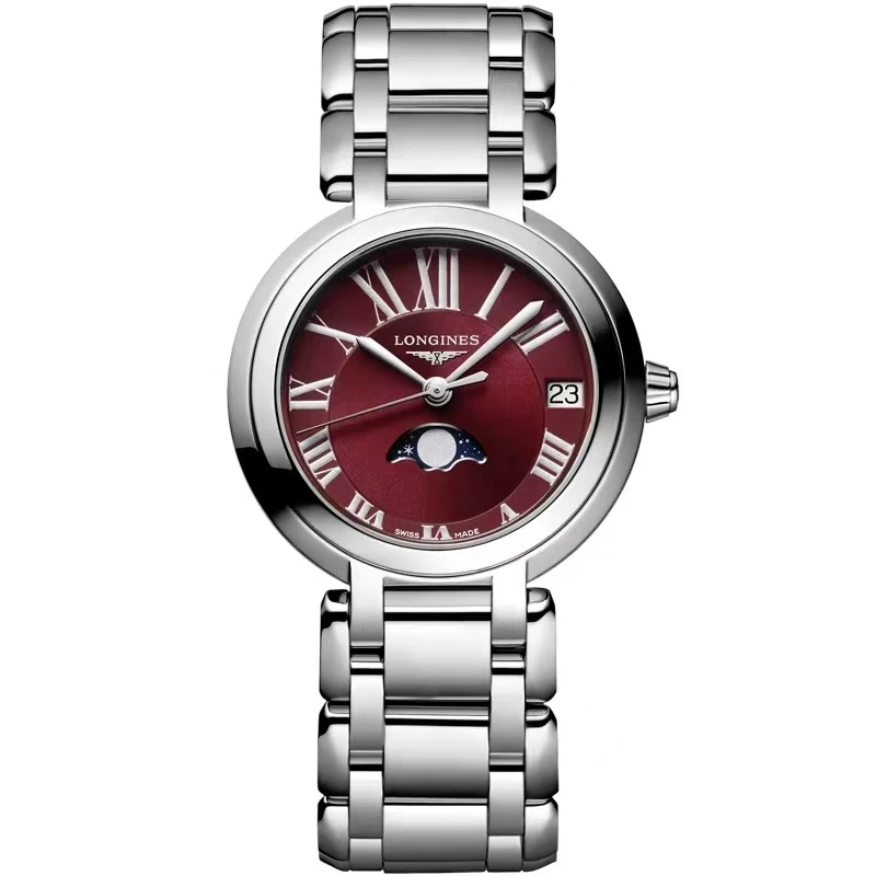 99新 Longines/浪琴 L8.115.4.92.6/心月115酒红色盘面/表径30.5