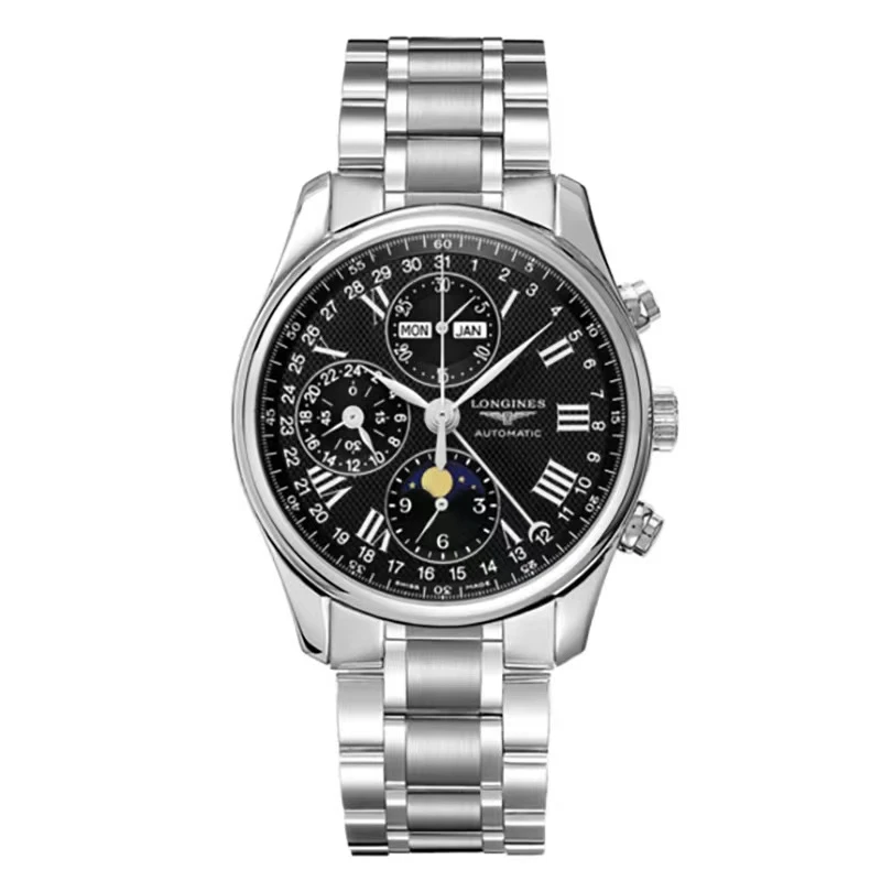 99新 Longines/浪琴 L2.673.4.51.6/名匠八针月相黑盘/表径40
