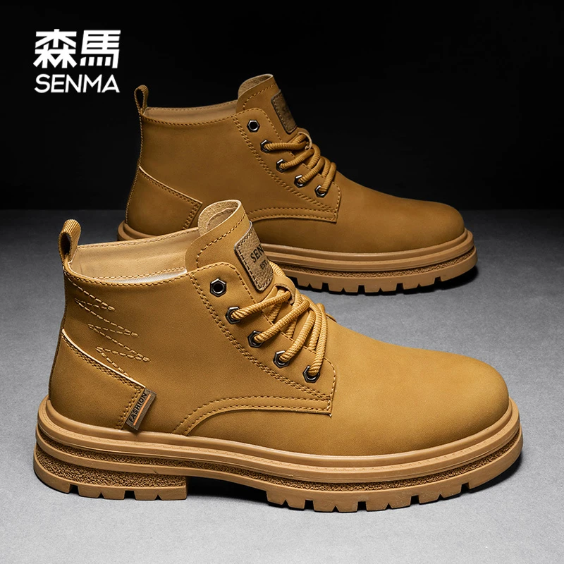 SENMA/森马踢不烂大黄靴男鞋2025新款秋季透气工装英伦风马丁靴子