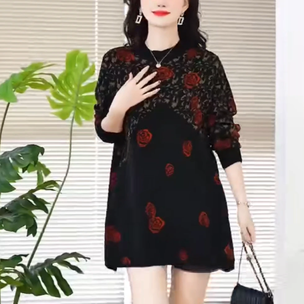 【D132】2024年秋季新款显瘦妈妈装连衣裙