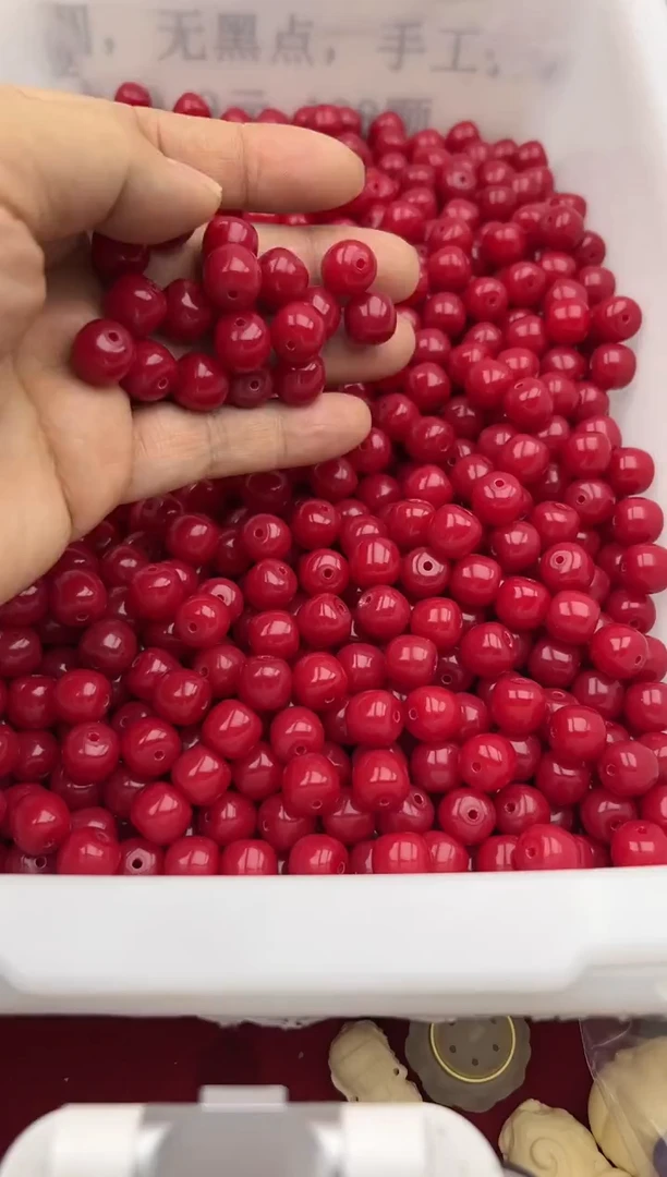【闪购商品】白玉菩提手串10/11中国红桶珠108颗