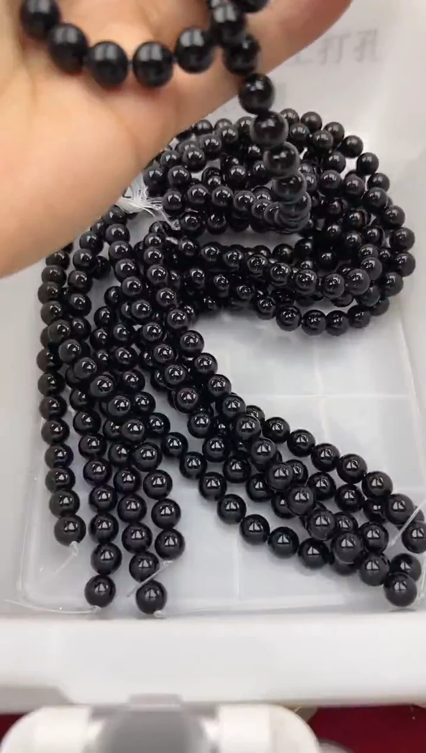【闪购商品】白玉菩提手串10厘黑玛瑙37颗