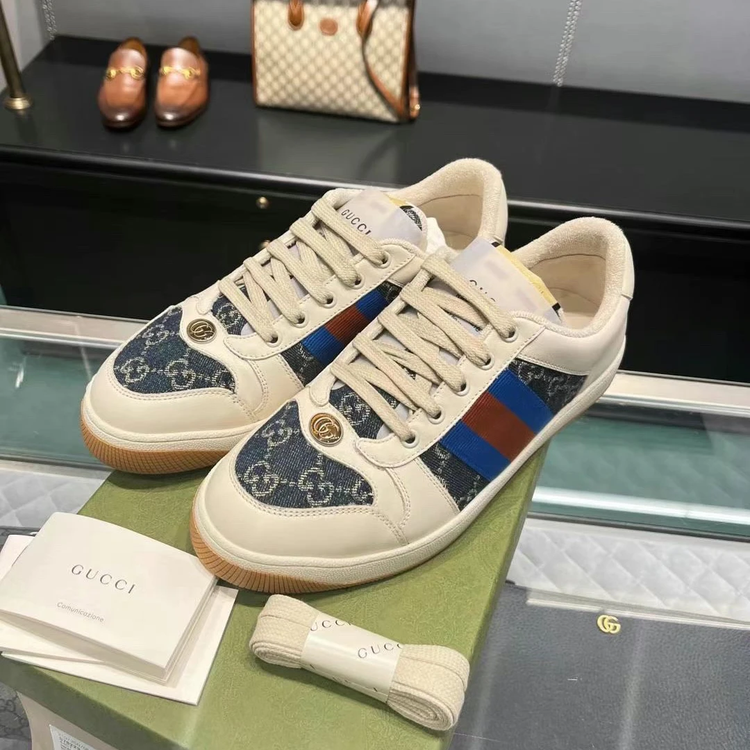 全新未使用 GUCCI/古驰 牛仔布小脏鞋/男女同款内增高脏脏鞋/板鞋