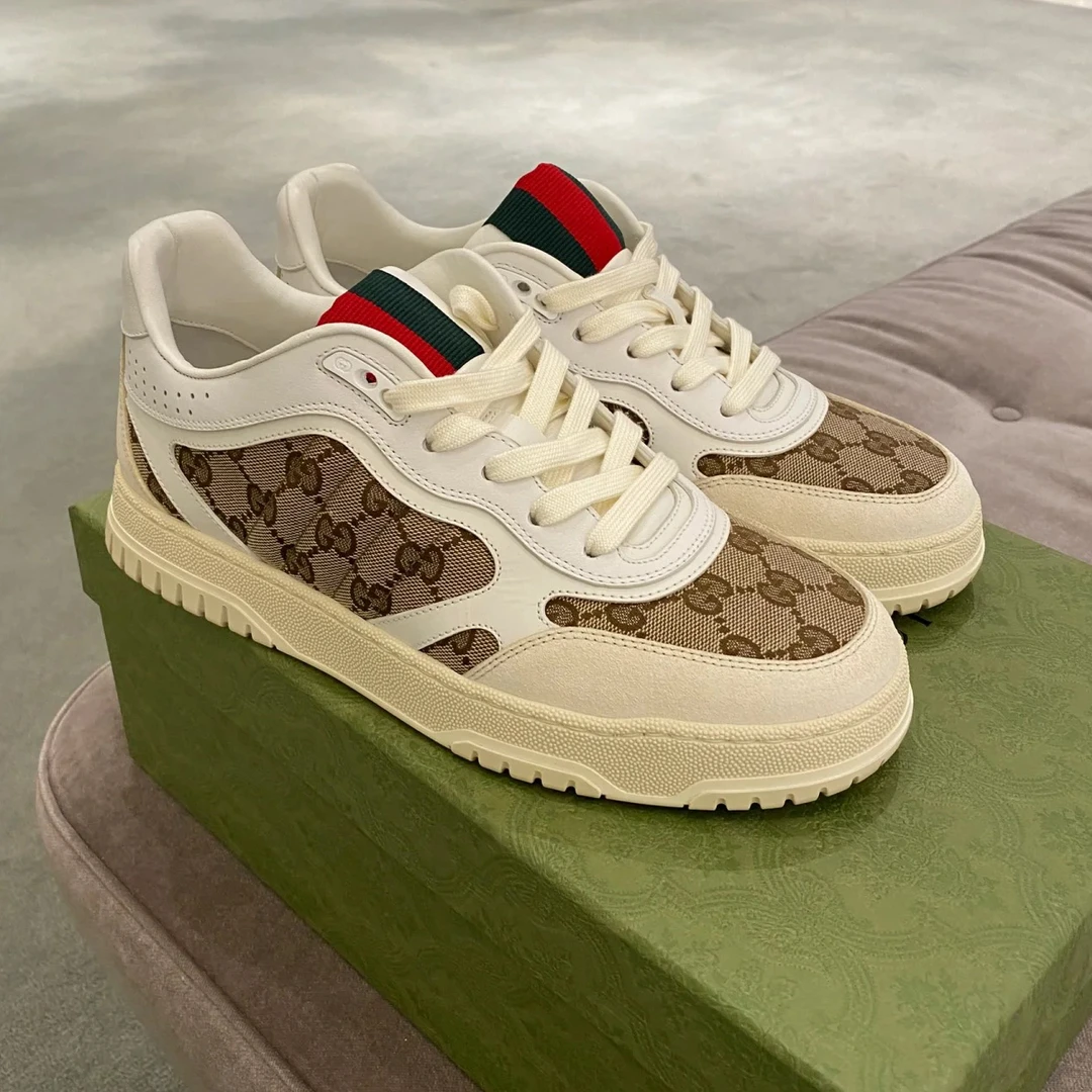 全新未使用 GUCCI/古驰 Re-Web运动鞋/男女休闲GG老花板鞋/787476