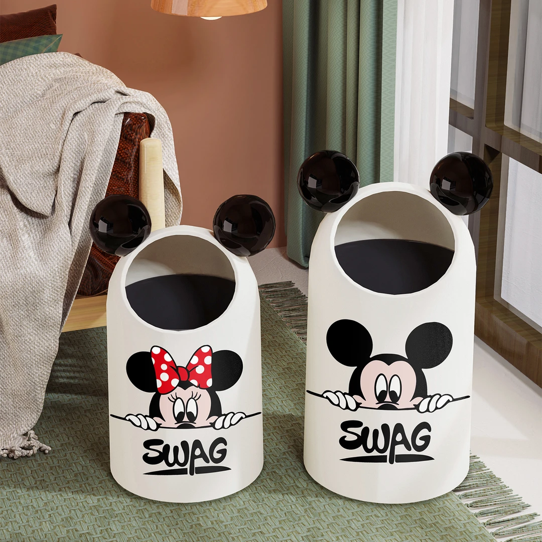 卡通米奇耳朵垃圾桶家用大容量客厅厨房卧室厕所卫生间双层垃圾筒