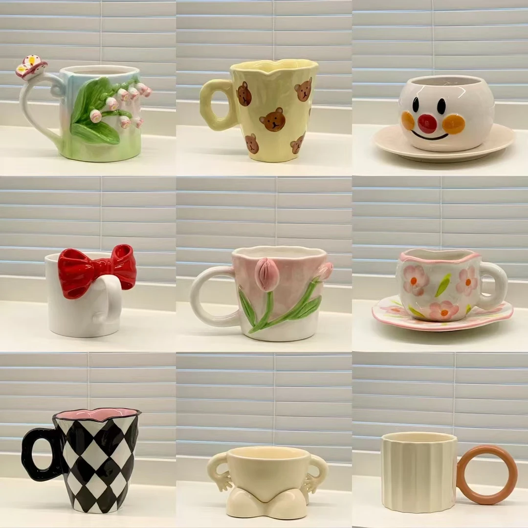 瓷爱小馆【601-800微瑕】家用釉下彩陶瓷杯/咖啡杯/早餐杯/牛奶杯