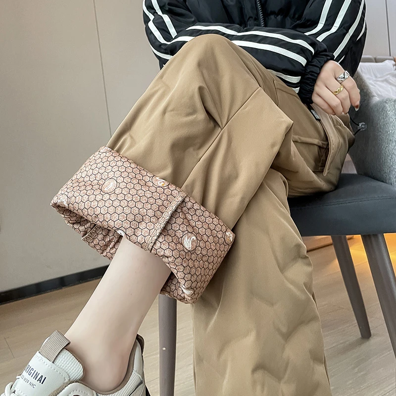 工装羽绒裤女冬季外穿2025新款零下40度保暖加绒加厚户外夹棉棉裤