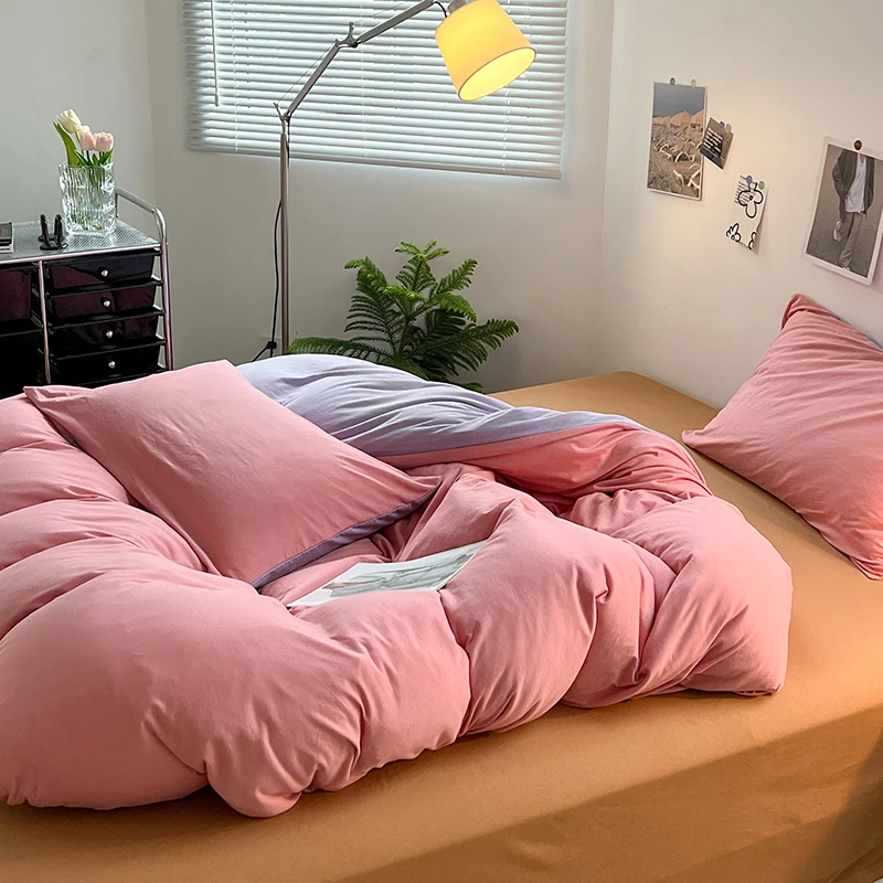 多赫【纯色四件套】A类全棉针织棉简约百搭套件纯棉天竺棉床上用品