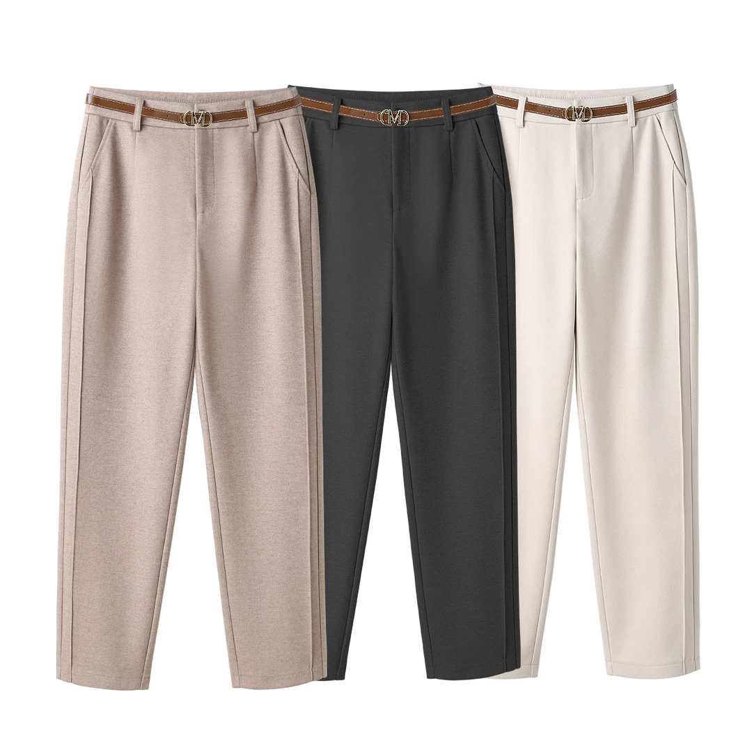 【送腰带】【妮可形象】2023冬季新款百搭时尚显瘦法棍裤236166舒适