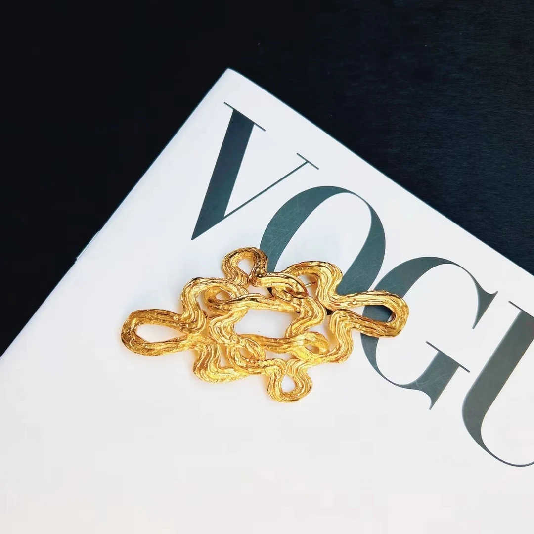 合金胸针 铜合金中古素金胸针LZ2305080