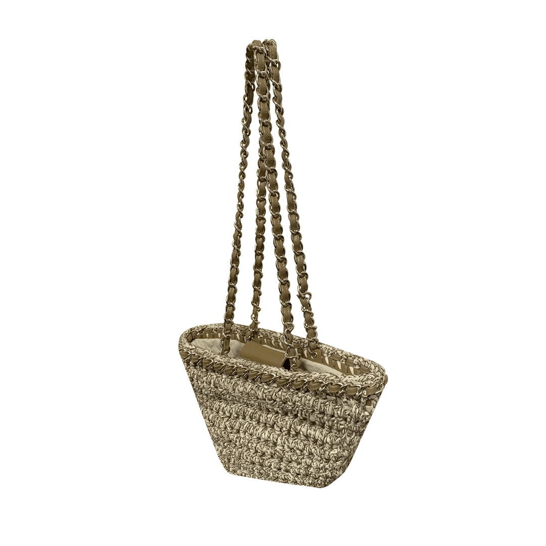 【婉君专属】小香风法式编织单肩水桶包链条包腋下29299