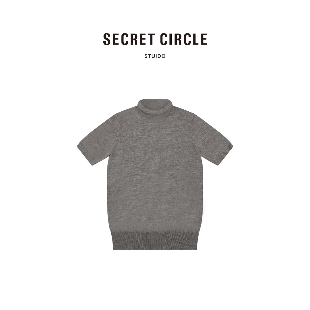 【杨杨专属】SECRET CIRCLE秋半高领针织打底休闲纯色短袖套头19671