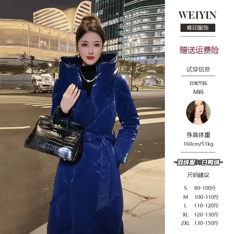 缪可2024冬季长款保暖羽绒服时尚连帽加厚显瘦气质收腰秋冬中长款