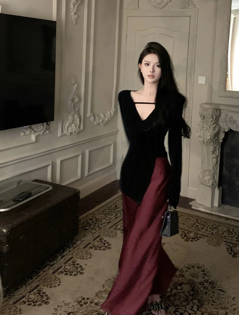 MD进进原创【公主日记】2024秋冬加绒设计感时尚百搭显瘦不规则上衣