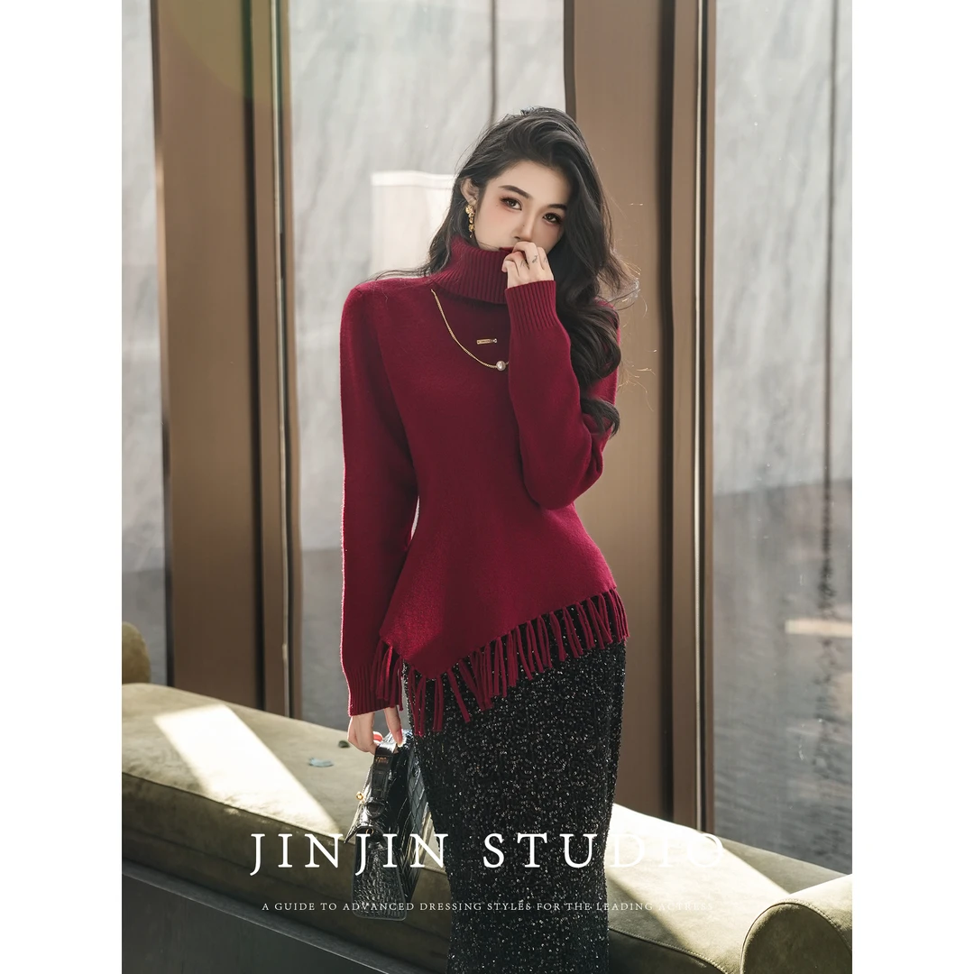 MD进进原创【圣诞浆果】2024冬季保暖独特慵懒时尚针织圣诞上衣