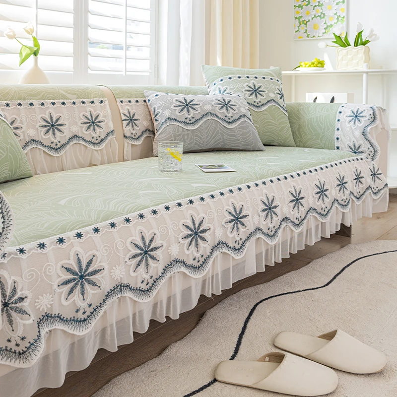 沐夏夏季冰丝沙发垫防滑沙发垫套四季通用高档简约直排沙发套盖布