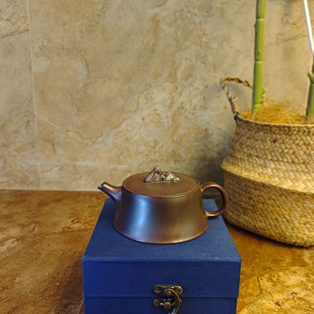 DT825观山井栏高温古铜泥全手工紫砂壶