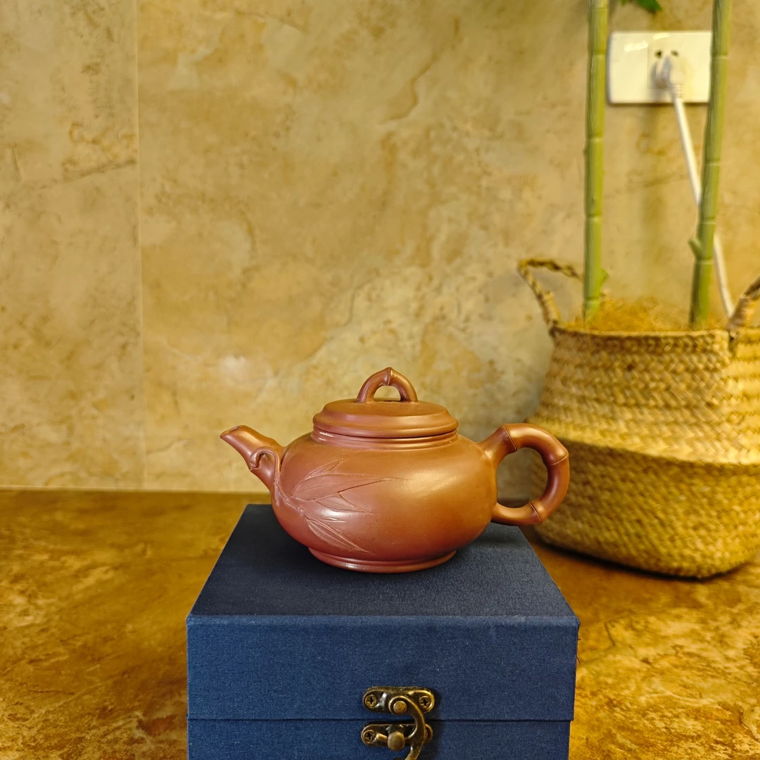 DT1182竹节水平龙血砂全手工紫砂壶