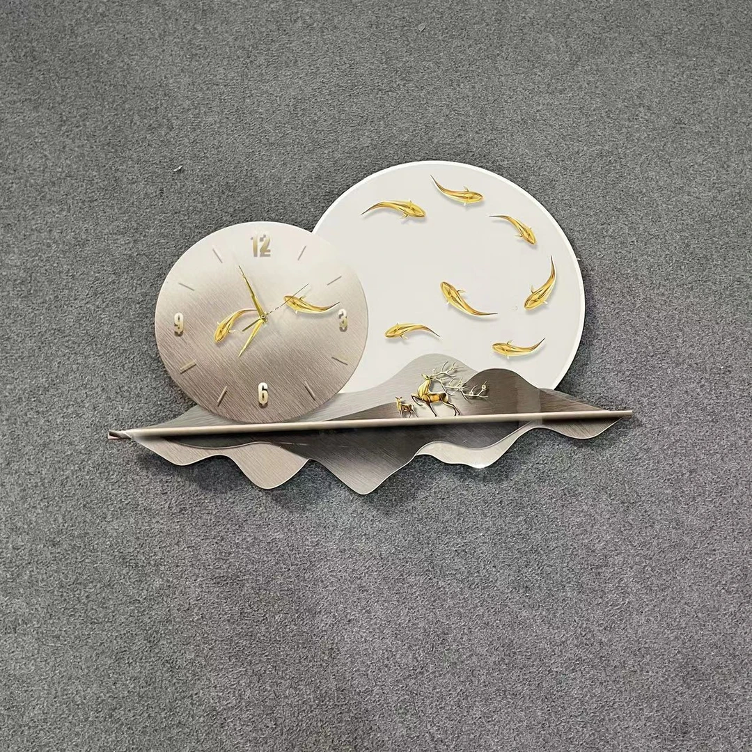 异形装饰画挂画卧室餐厅儿童房挂画居家装饰小鹿钟表九鱼5580