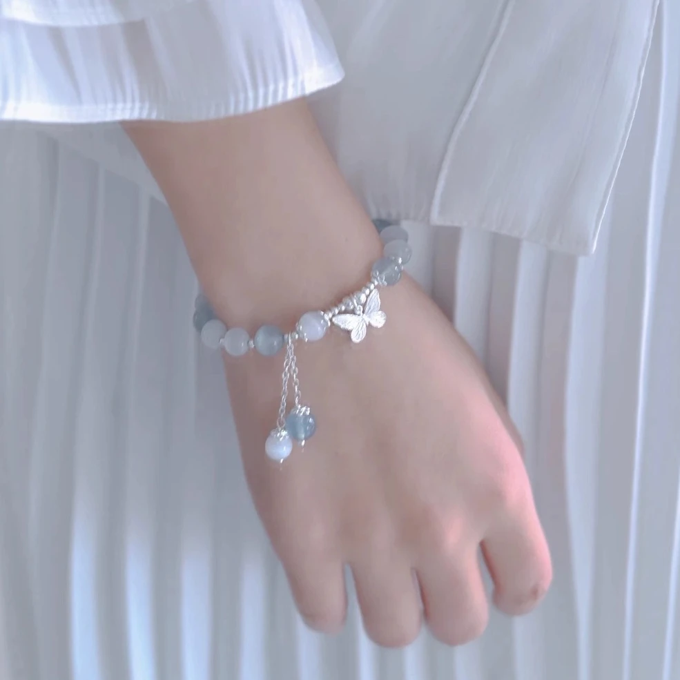 梦幻蓝.碎银几两蝴蝶流苏手链28429