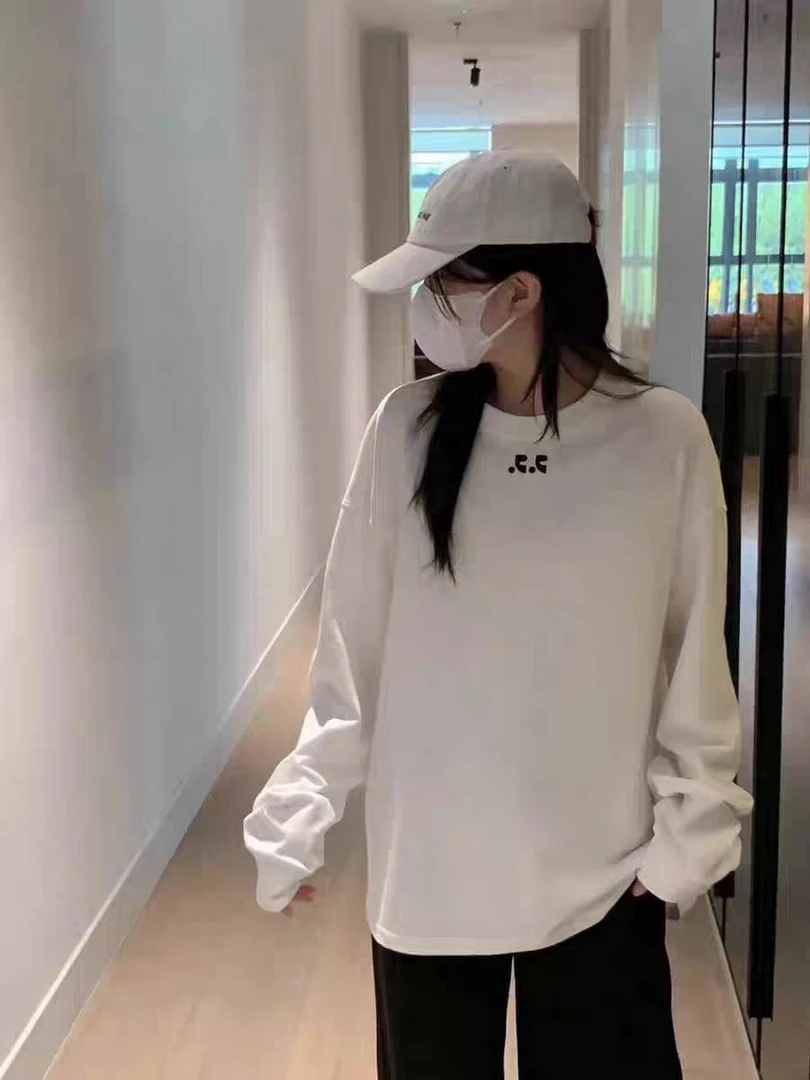 韩国小众rr家男女同款圆领打底衫长袖时尚休闲百搭宽松韩版