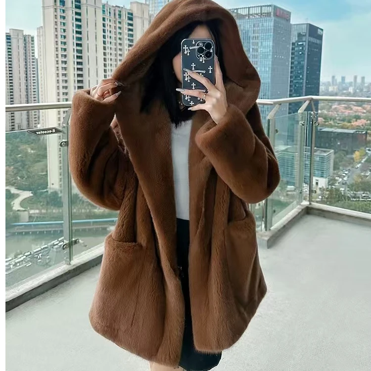 西夏尚美【0911】三色气质连帽气质百搭外套