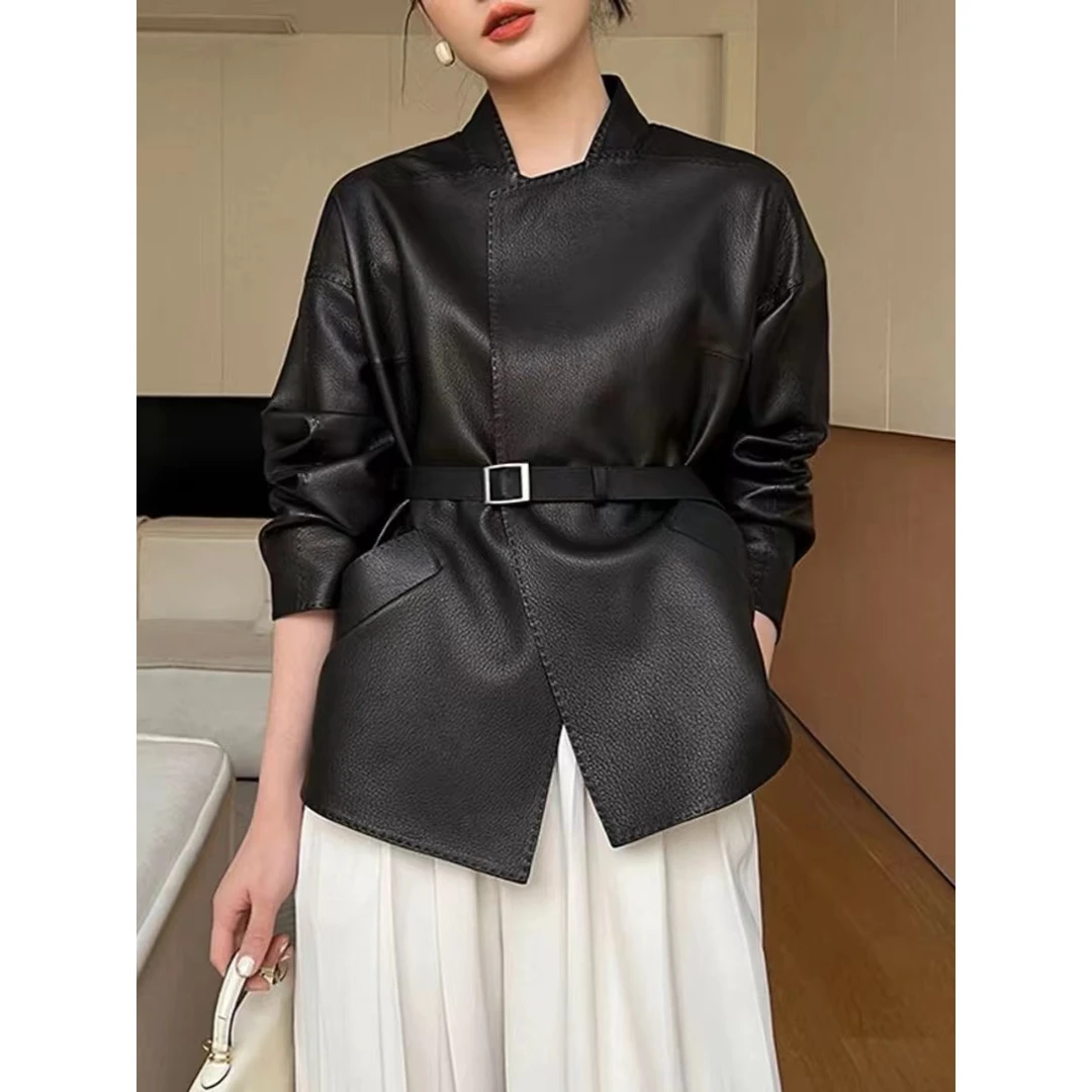【7998】2024新款真皮绵羊皮轻奢气质短款百搭收腰皮衣外套显瘦网红