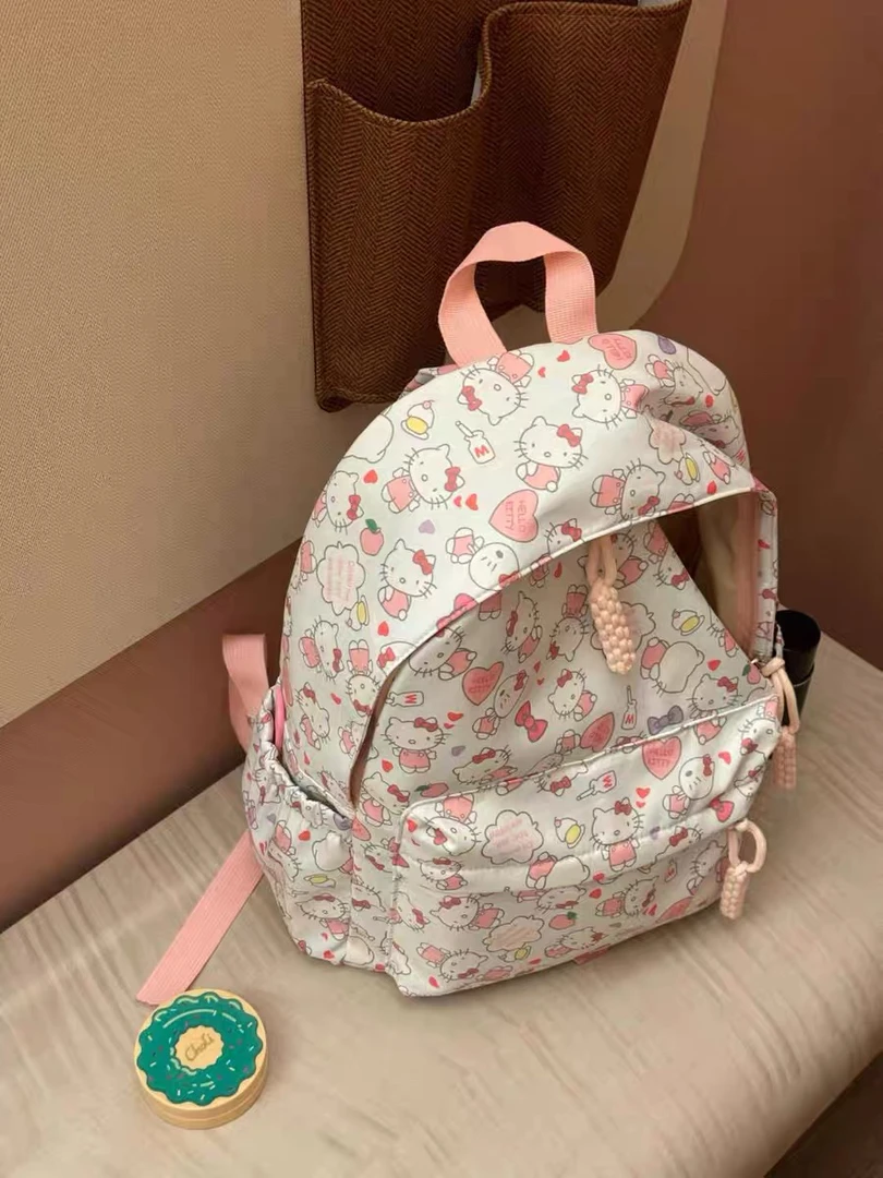 日系自制款可爱kt猫书包高颜值印花大容量初高中上课双肩包