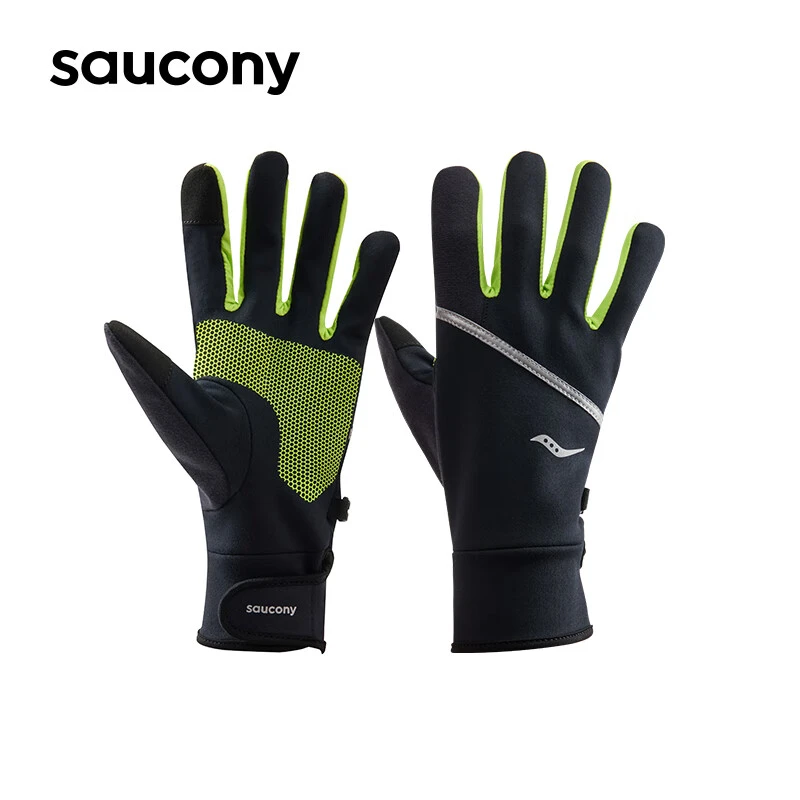 Saucony/索康尼跑步运动手套轻质保暖防滑正黑色均码（一对）