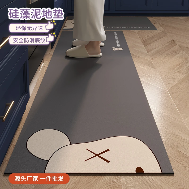 硅藻泥家用地垫厨房地垫卧室浴室家用吸水防油免洗环保裁剪可定制