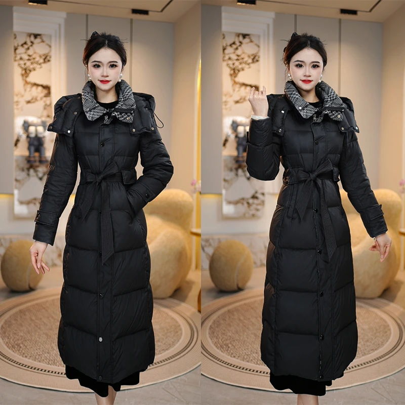 连帽保暖白绒羽绒服女冬季新款2024年减龄时尚气质显瘦防寒外套