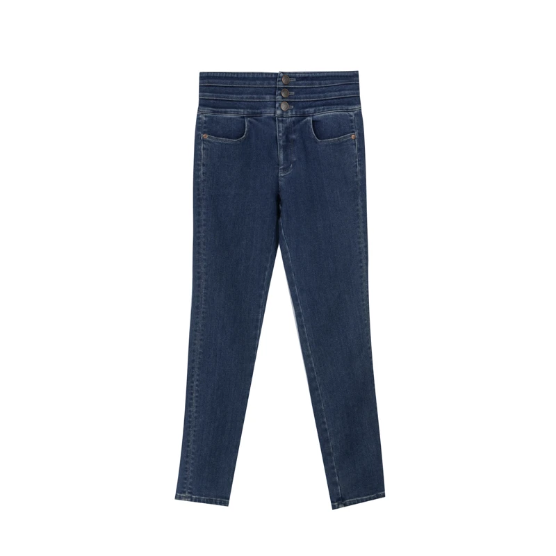 【谢心言】春季牛仔裤复古高腰小脚修身显瘦DN4204354970