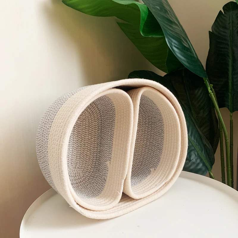 3109027蓝白双拼收纳篮三件套