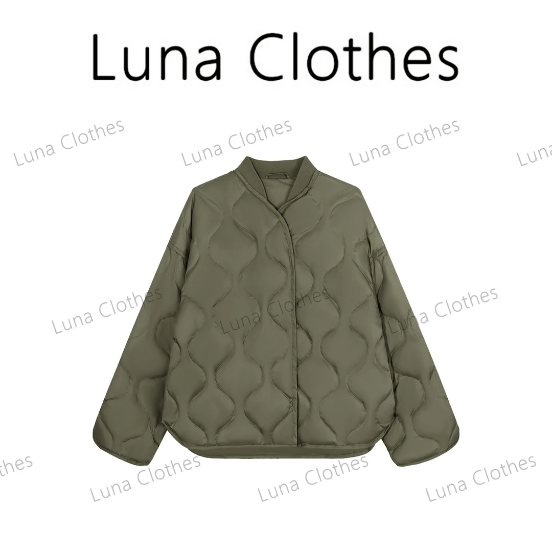 张妍LUNA'cos羽绒’冬季新款菱格绗缝纹理罗纹领拼接羽绒服AW558