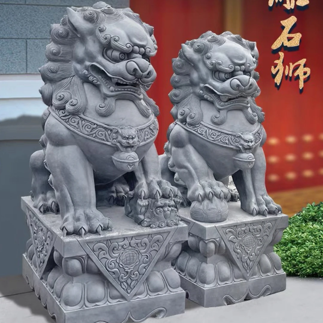 石雕狮子青石天然门口摆件石材汉白玉公司酒店庭院大门口雕刻加工