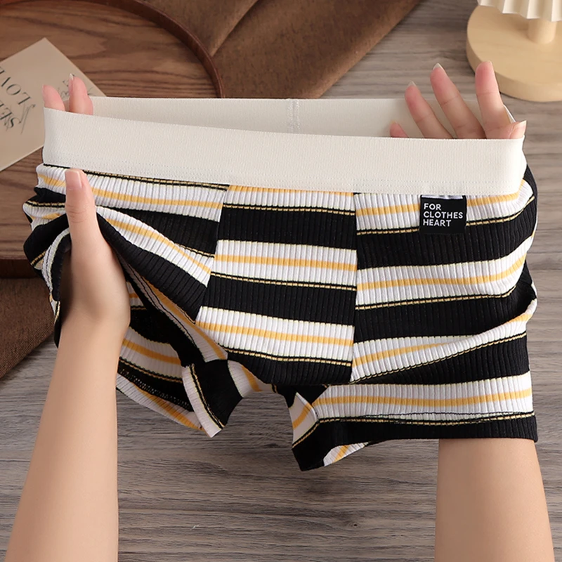 新款条纹男士内裤男款棉质平角裤透气潮流青年个性男生裤衩四角裤