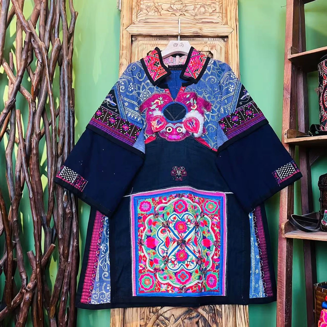 四两民族风原创重工老绣设计款长袖上衣