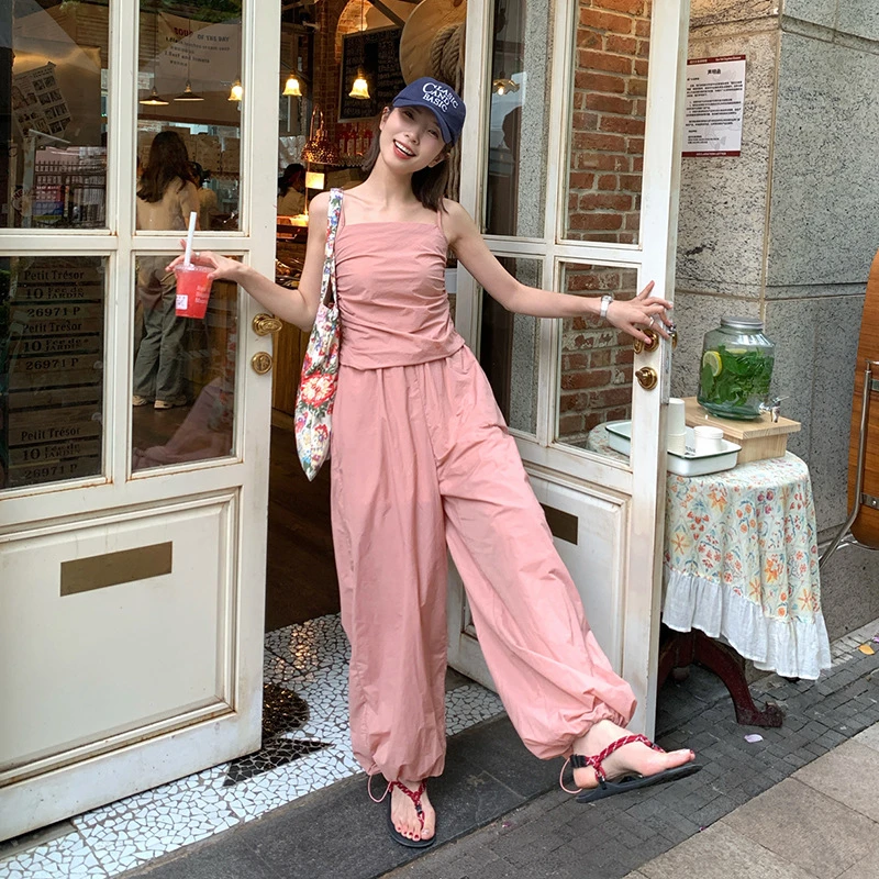 瘦版阔腿裤束脚哈伦裤女显瘦2024夏韩版休闲宽松减龄G6116