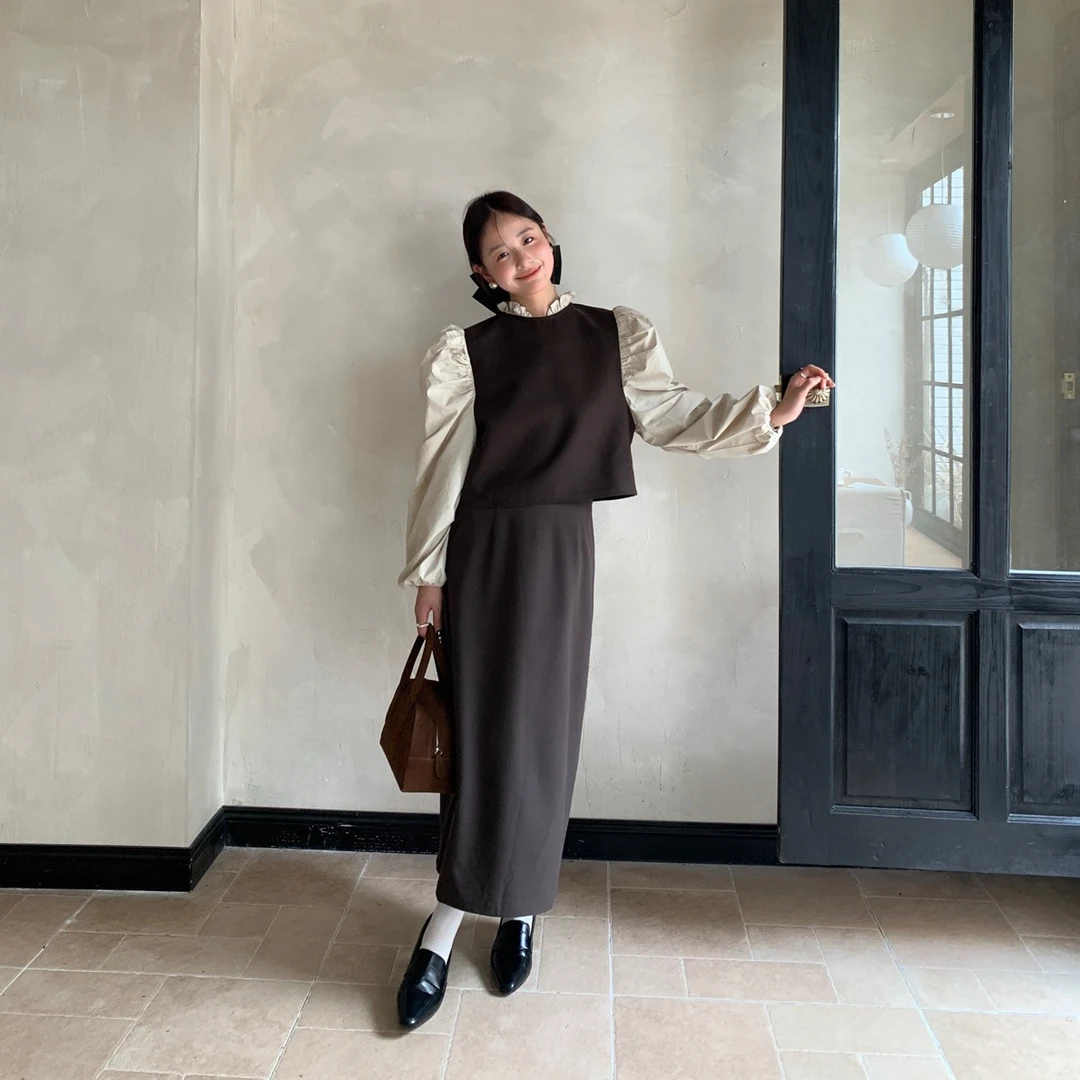 秋冬复古美拉德裙子高腰显瘦半身裙长款设计感83887