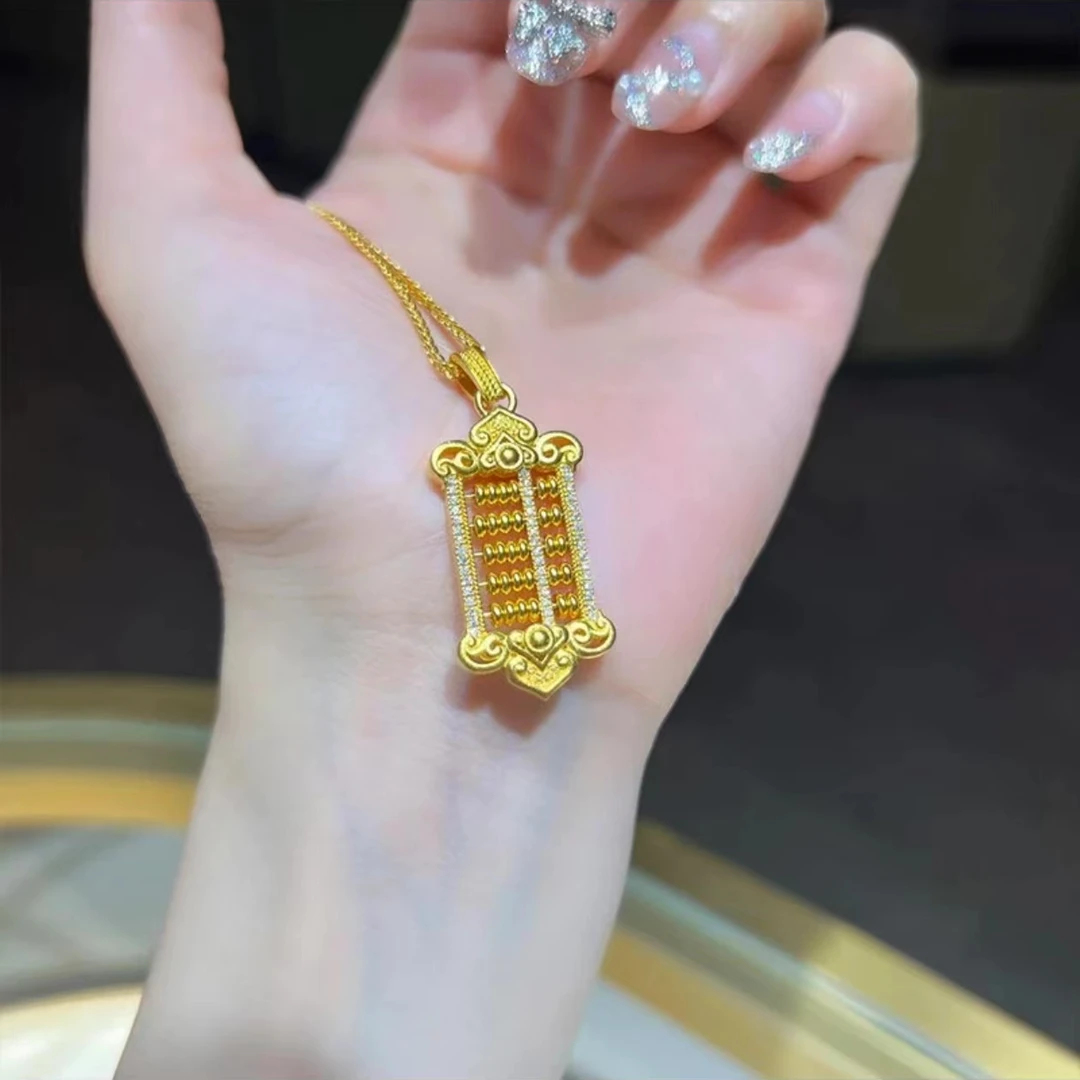 钛钢项链 镀K金 高级感算盘项链轻奢气质时尚百搭精致经典精美M扣