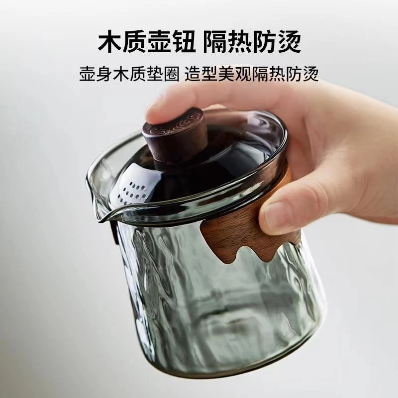 高硼硅耐热玻璃茶道公杯茶具便携防烫手工